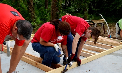 UPSTATE BUSINESS JOURNAL: Wells Fargo associates raise wall of Habitat home in Spartanburg